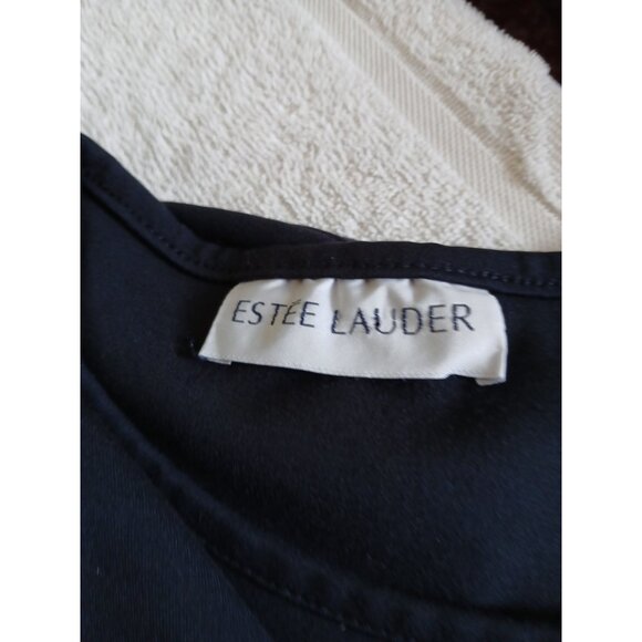 ESTEE LAUDER Womens Blouse Top Bavy Blue 3/4 Bell Sleeve Size Medium Office - Picture 14 of 15